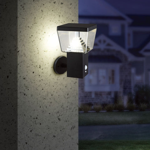 Schwarze Solar-LED-Wandleuchte LIBERTY - Bewegungsmelder - 3 Beleuchtungsmodi 75 bis 600 Lumen - Lumihome-France.com