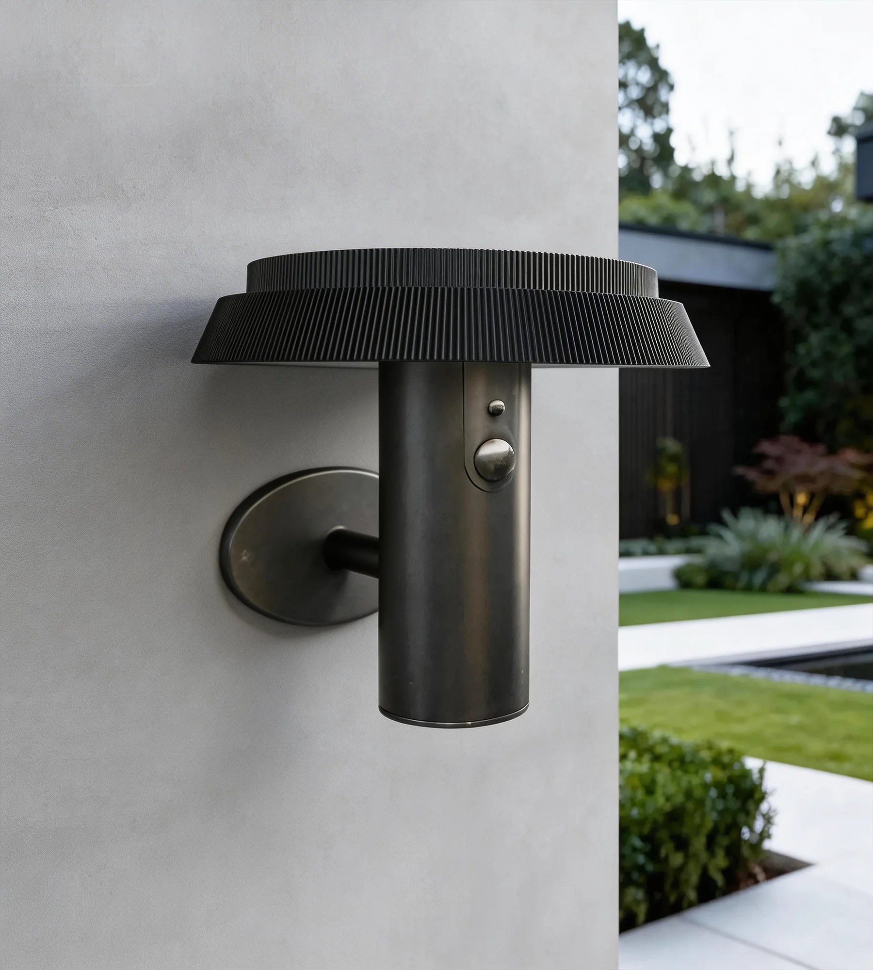 Solar-LED-Wandleuchte NORMAN mit Bewegungsmelder, Schwarz – Lichtfarbe einstellbar 3000 bis 6500 K