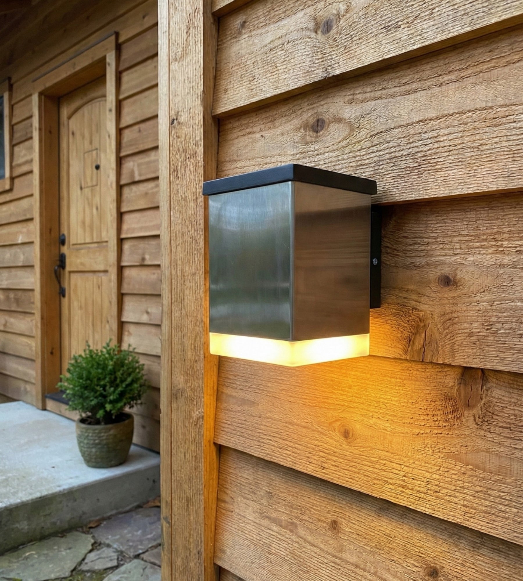 Outdoor LED wall lamp solar QUADRO, Stainless steel — 3