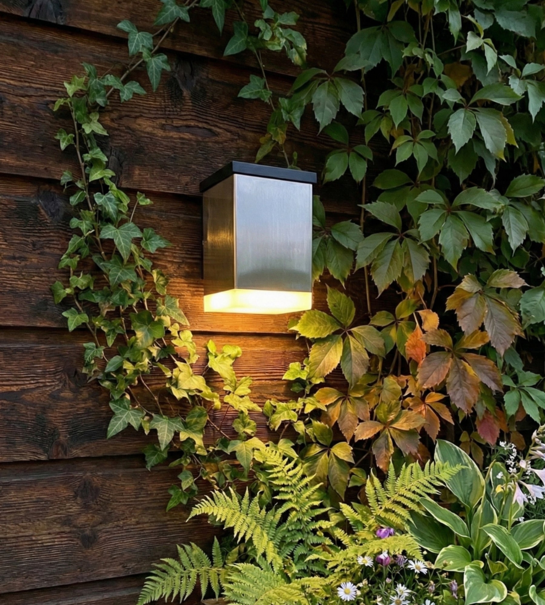 Solar-LED-Wandleuchte QUADRO für außen, Edelstahl — 7