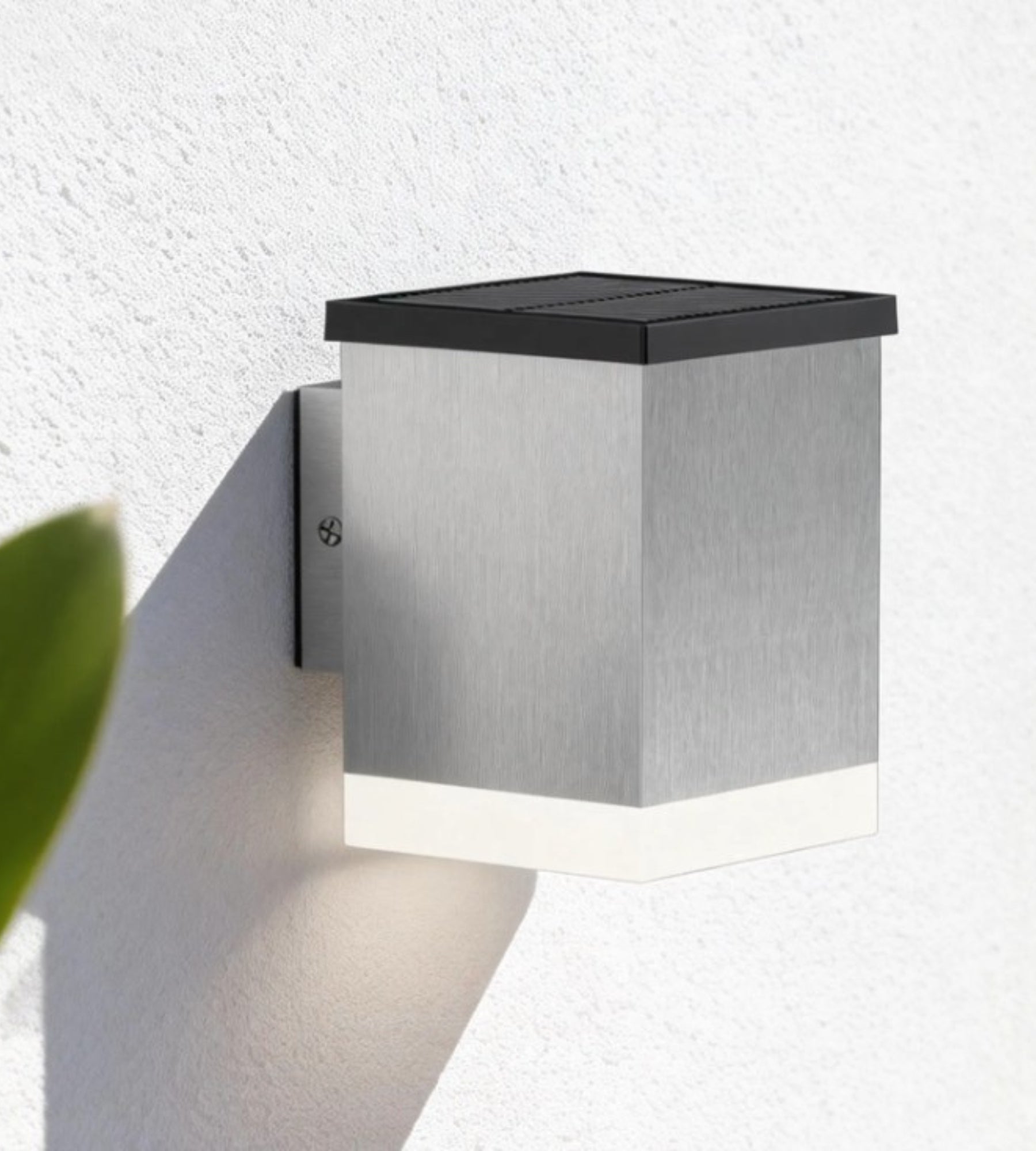 Aplique LED solar para exterior QUADRO, acero inoxidable