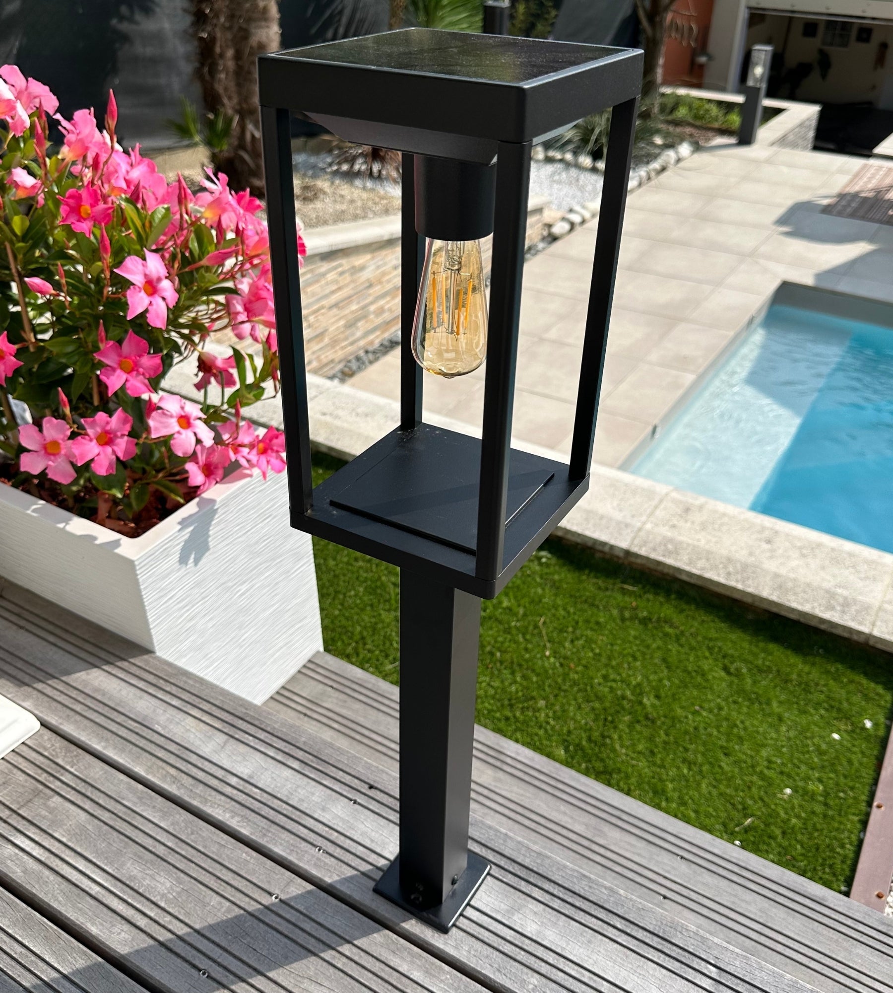 Bolardo solar exterior FAIRY, Negro, 70cm, con detector - Bombilla E27 incluida — 7