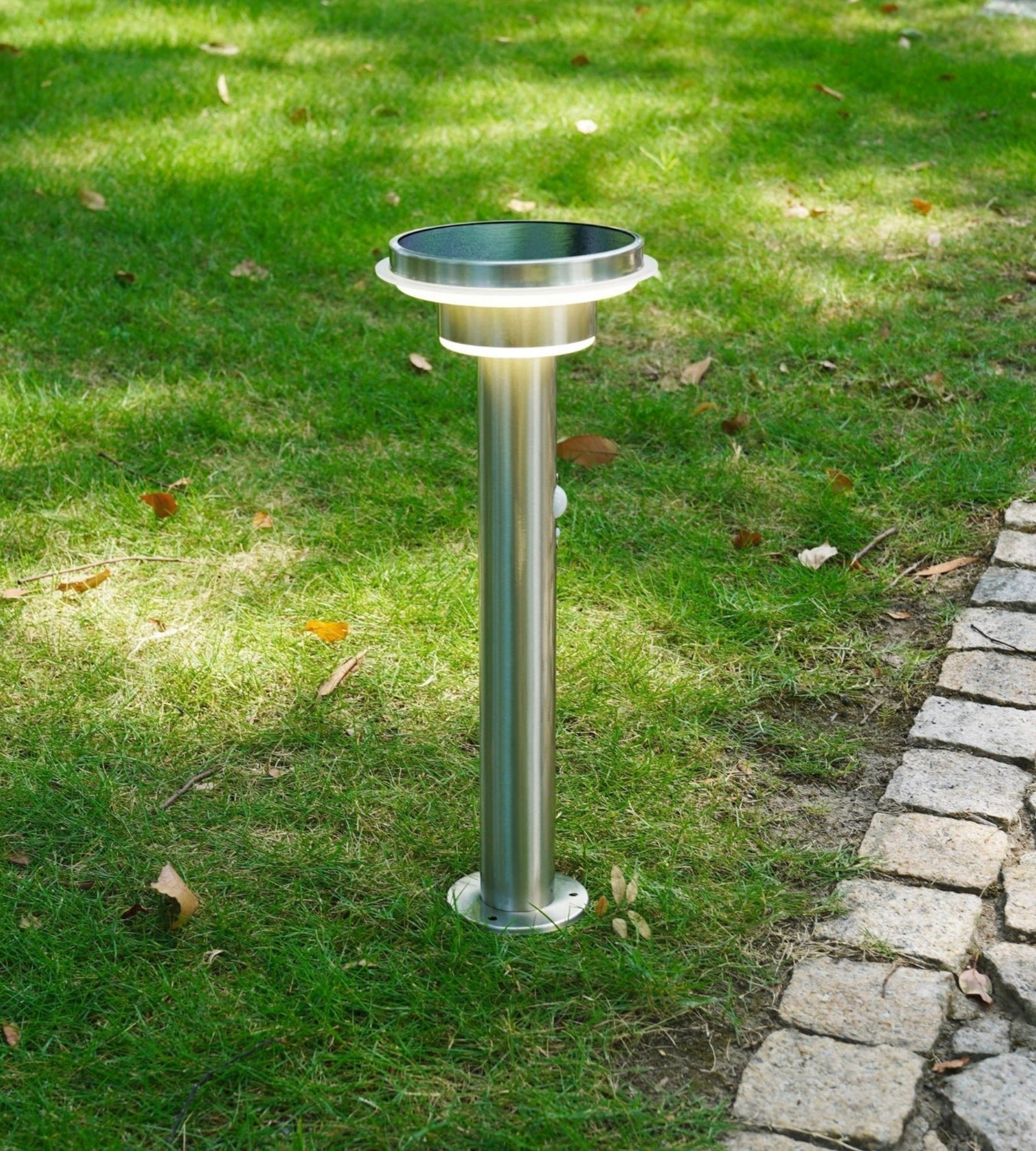 Solar-LED-Wegeleuchte GENOVA mit Bewegungsmelder, Edelstahl, 45 cm – 3 Leuchtmodi 100 bis 1000 Lumen — 3