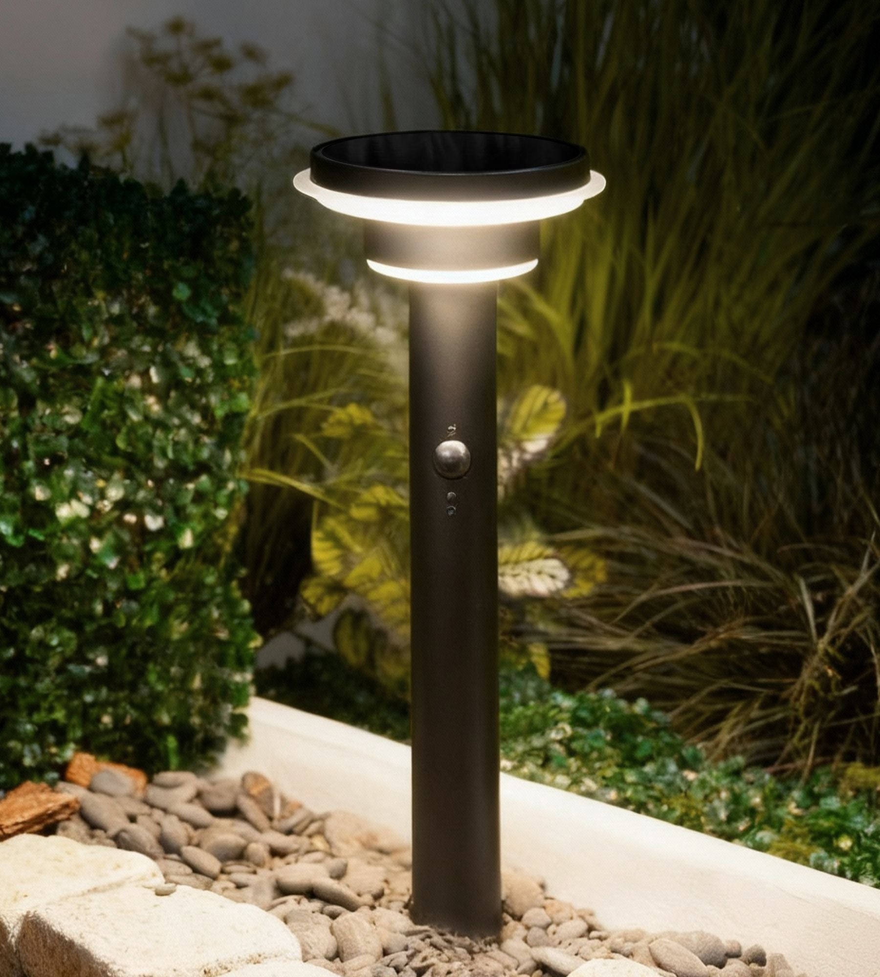 Venkovní osvětlení, GENOVA Solar LED, černé, 45 cm, s detektorem - 3 osvětlovací režimy 100 až 1000 lumenů — 2