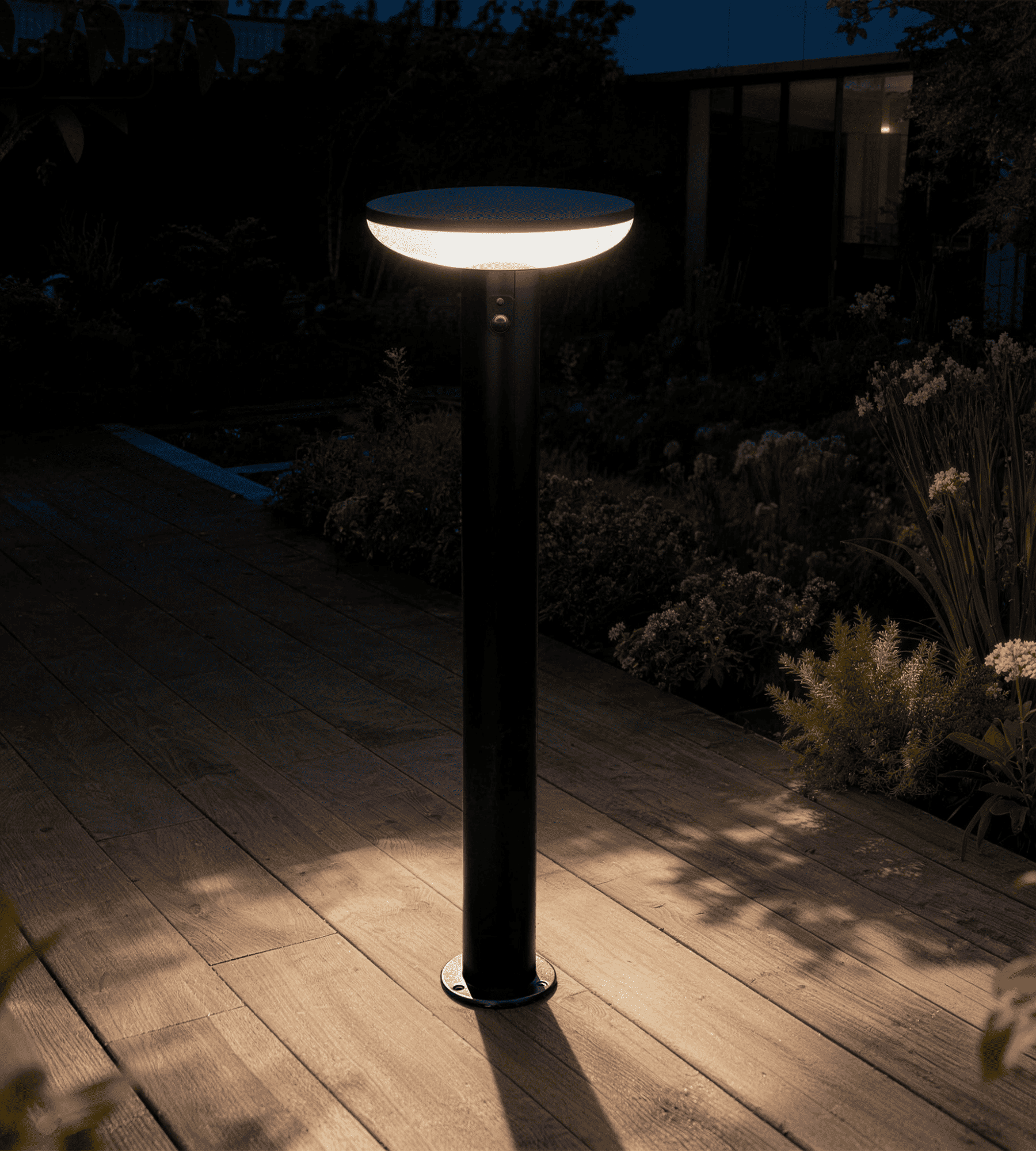 Terminal exterior LED solar HALO, Negro, con detector — 2