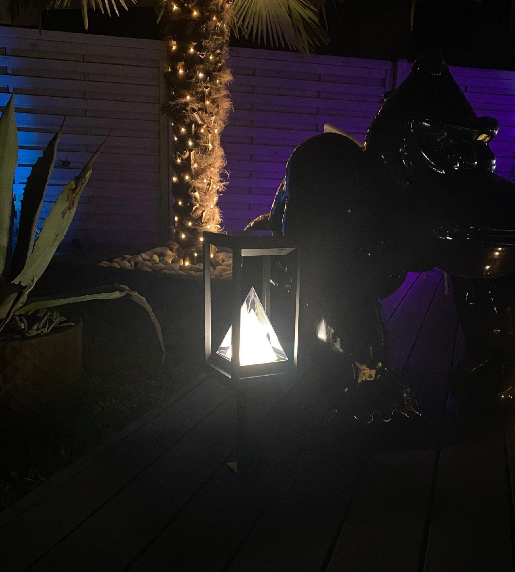 Borne extérieure LED solaire KEOPS, Noire, 50cm, avec détecteur - 3 modes d'éclairages 100 à 1000 lumens — 3