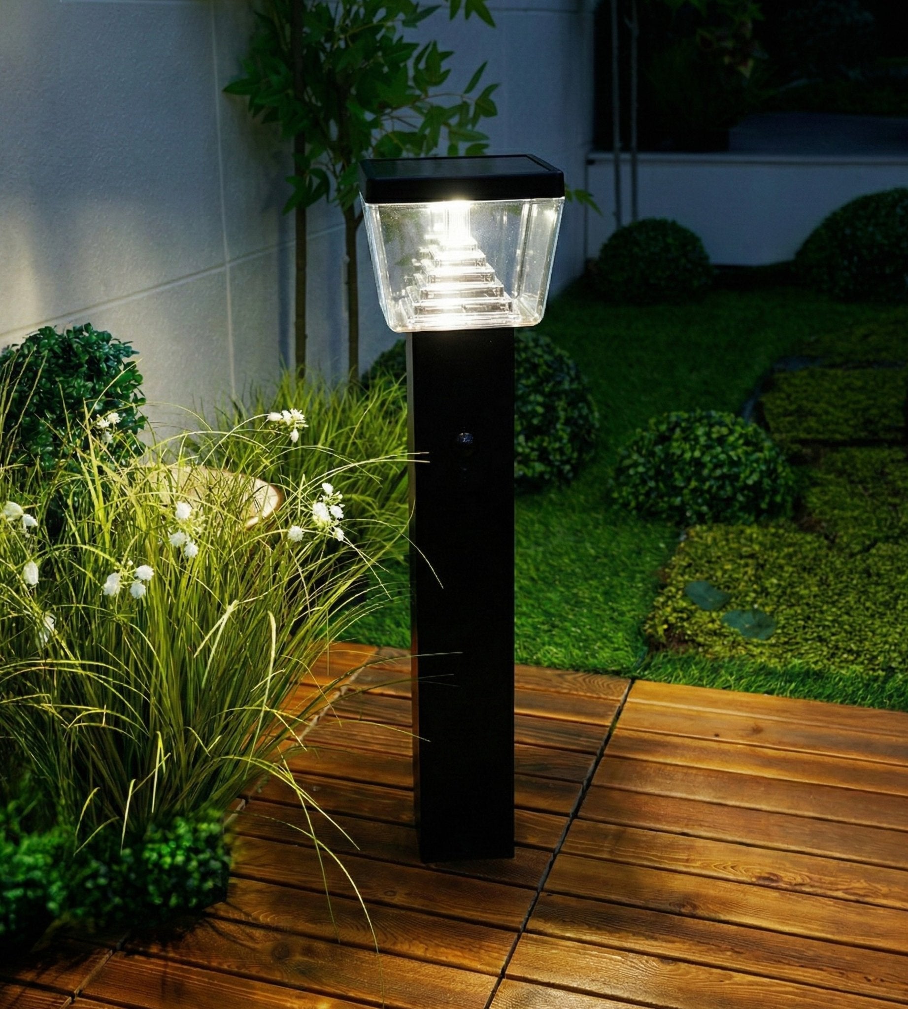 Bolardo solar LED para exterior LIBERTY, negro, 59 cm, con detector - 3 modos de iluminación de 100 a 1000 lúmenes — 2