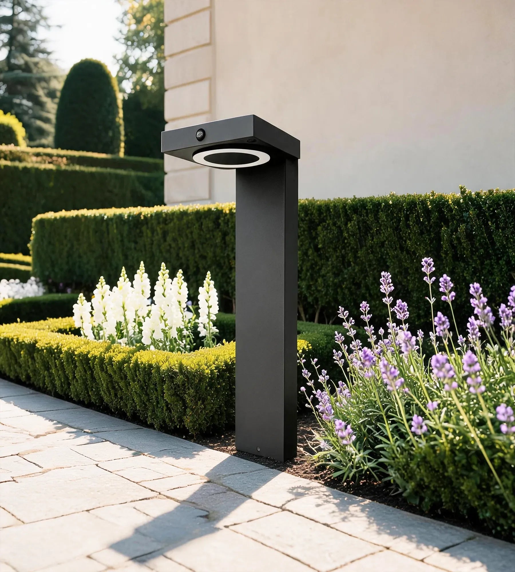Borne extérieure LED solaire LUCENT, Noire, 50 cm, avec détecteur — 3