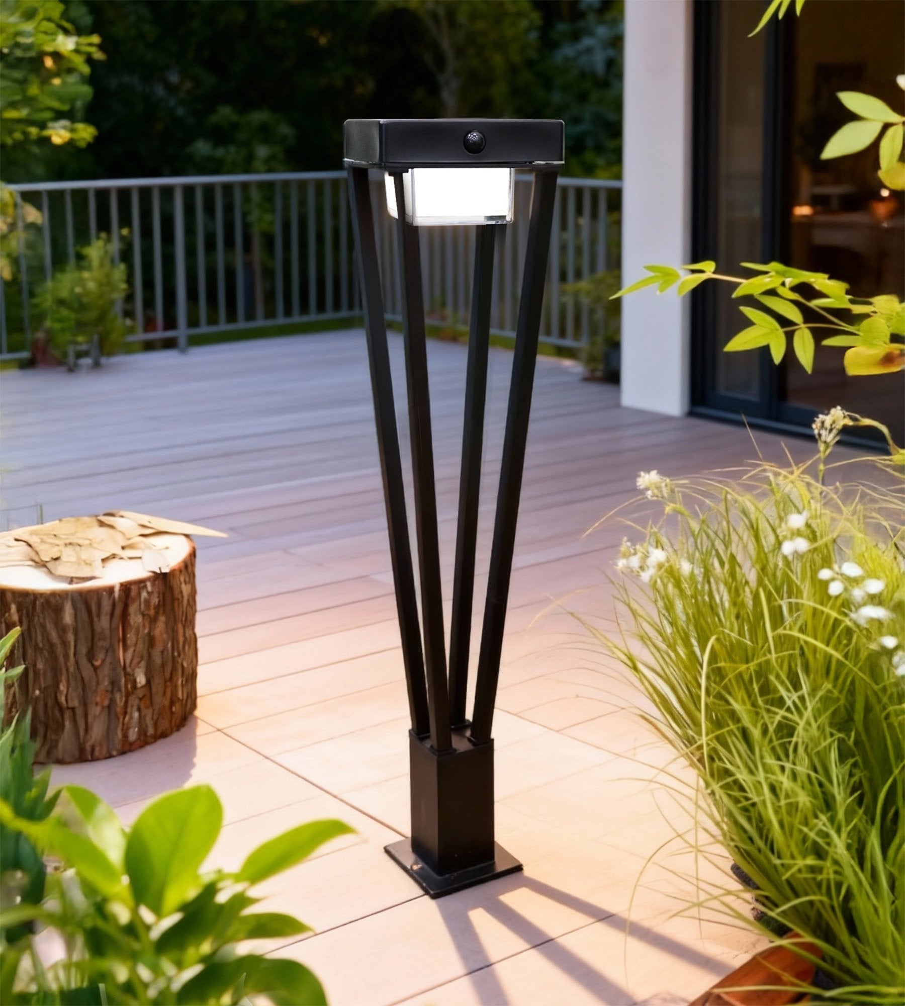 Solar-LED-Wegeleuchte LUXOR mit Bewegungsmelder, Schwarz, 72 cm – 3 Leuchtmodi 75 bis 600 Lumen