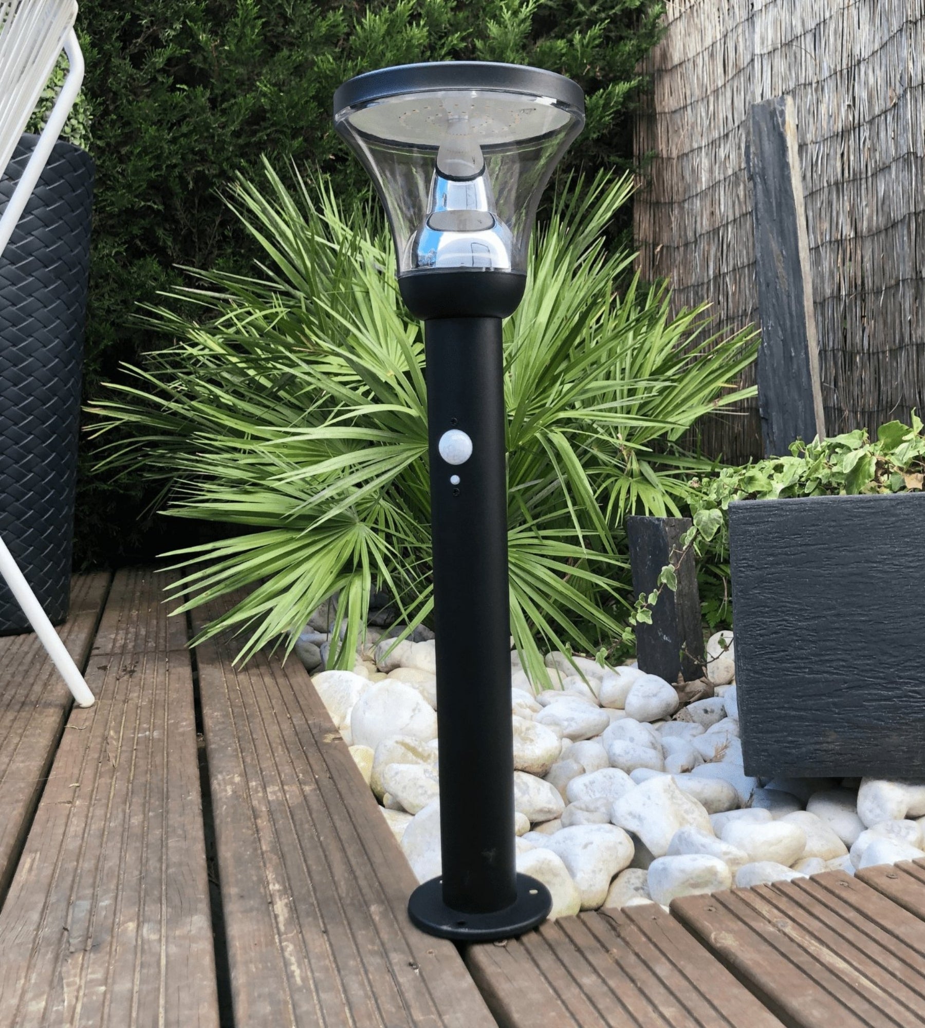 Solar-LED-Wegeleuchte DIVA mit Bewegungsmelder, Schwarz, 53 cm – 3 Leuchtmodi 100 bis 1000 Lumen — 8