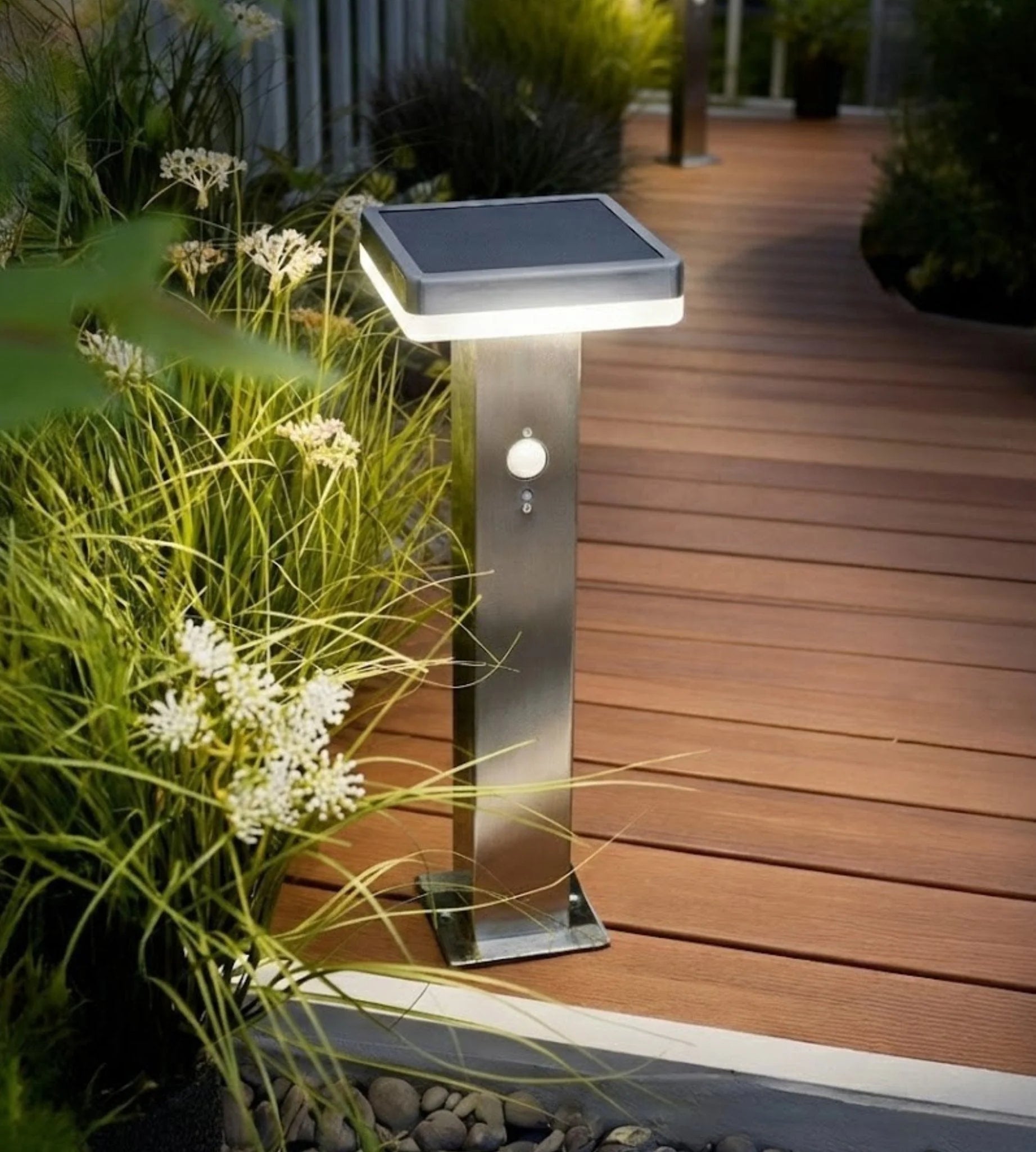 Solar-LED-Wegeleuchte SPELLO mit Bewegungsmelder, Edelstahl — 5