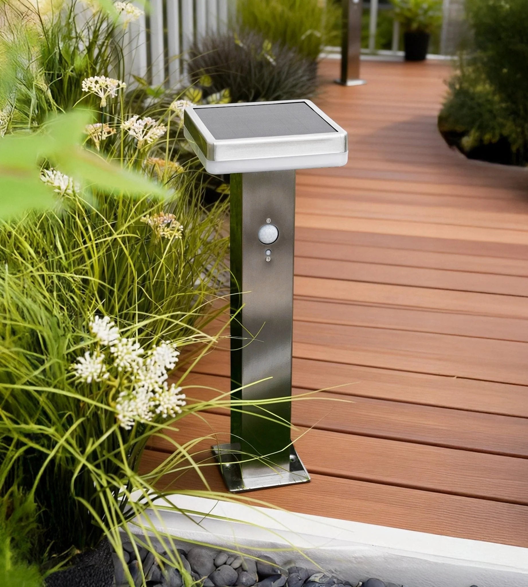 Solar-LED-Wegeleuchte SPELLO mit Bewegungsmelder, Edelstahl — 4