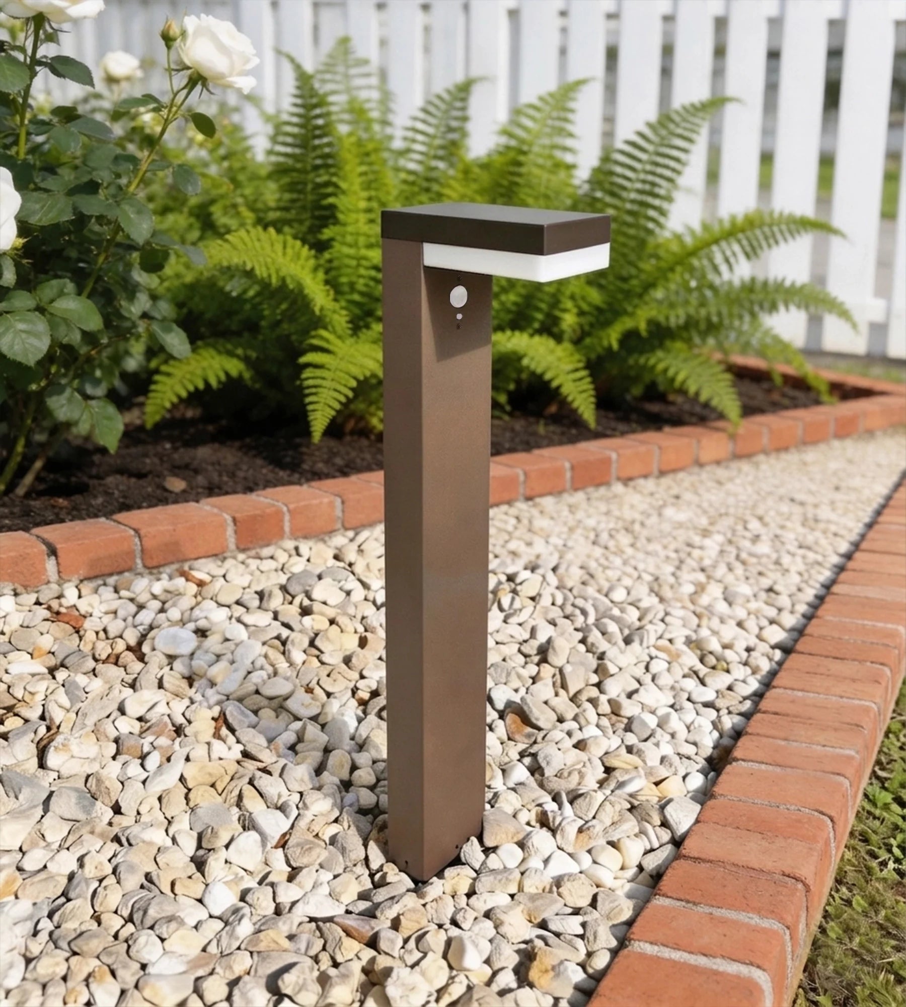 Borne extérieure LED solaire VENUS, Marron, 70cm, avec détecteur - 3 modes d'éclairage 100 à 1000 lumens