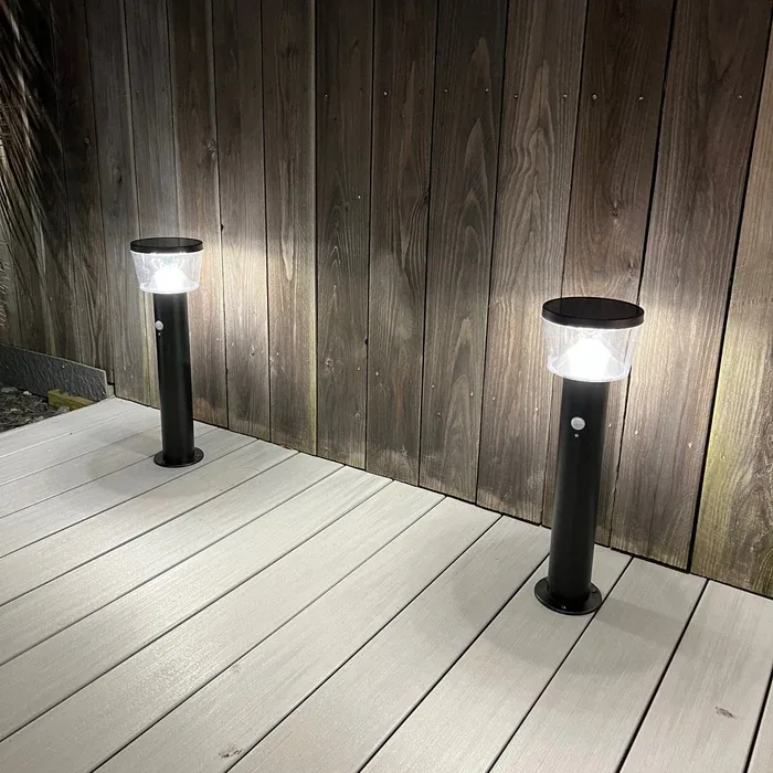 Paletto solare da esterno a LED DUBLIN, nero, 94 cm, con rilevatore - 3 modalità di illuminazione da 100 a 1000 lumen — 3