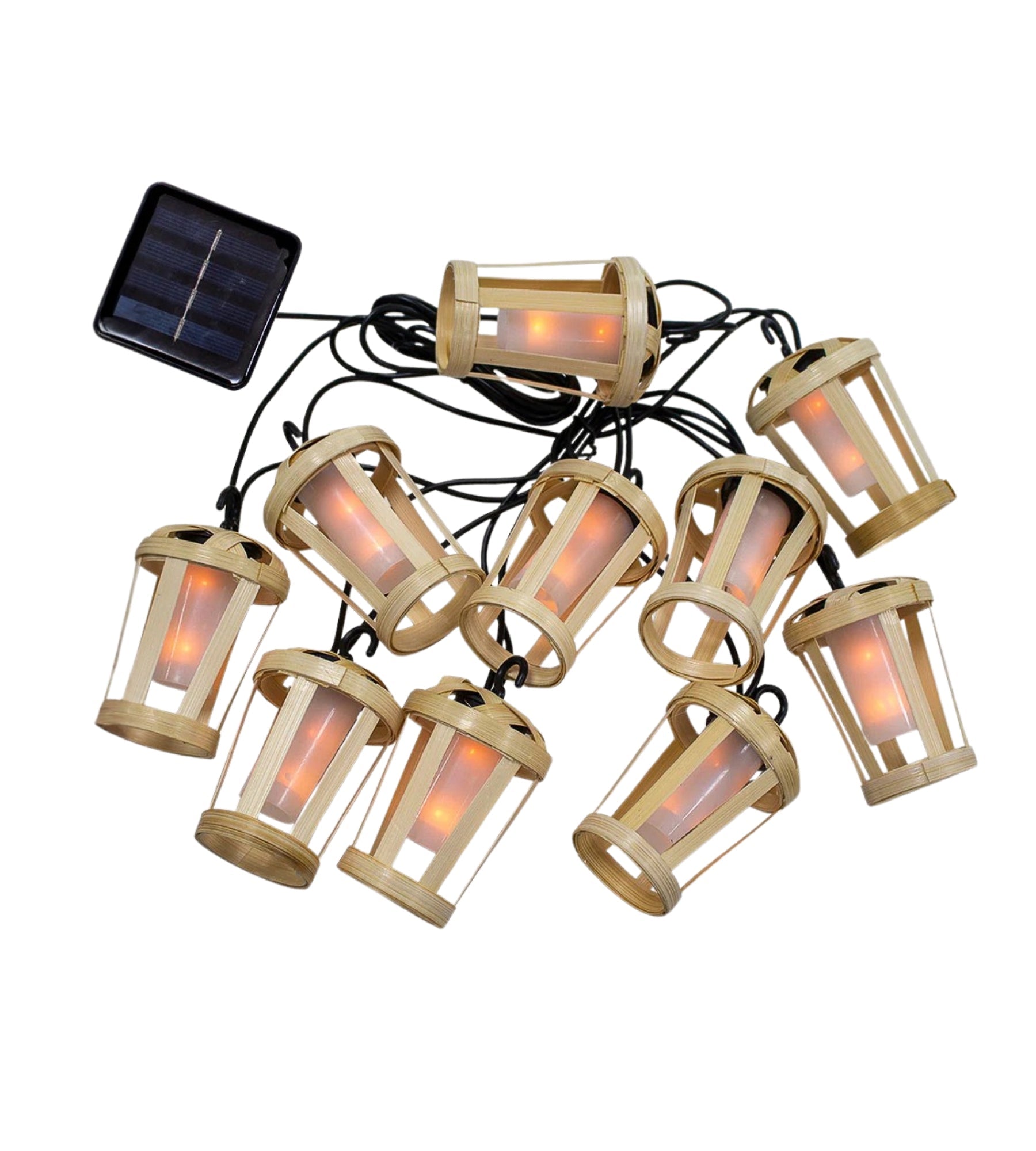 HIAMA Solar Light Warming - Flame Effect - Design nature in wood - 10 lamps — 3