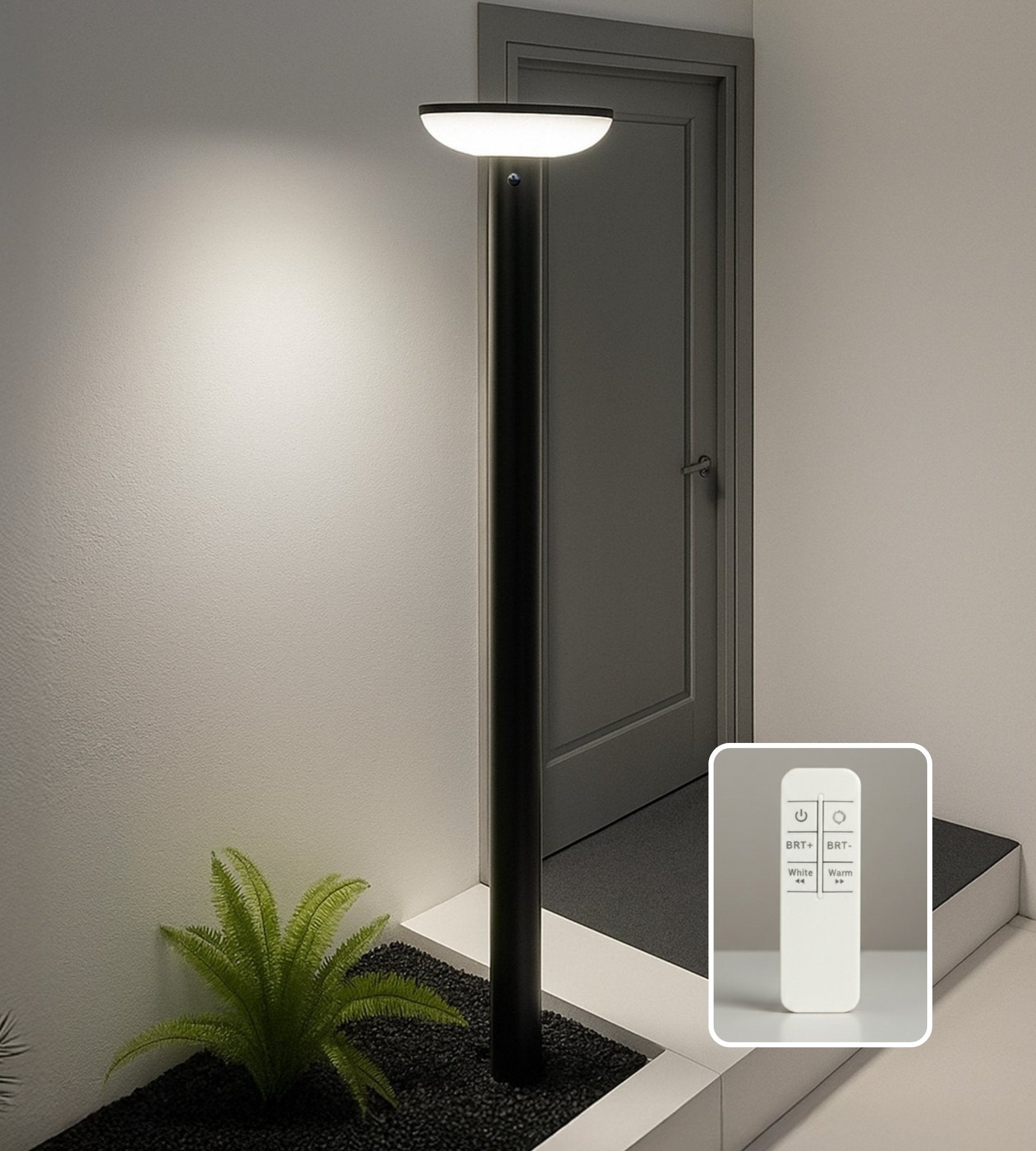 Solar-LED-Stehlampe HALO+ mit Bewegungsmelder und Fernbedienung, Schwarz, 2 m — 3