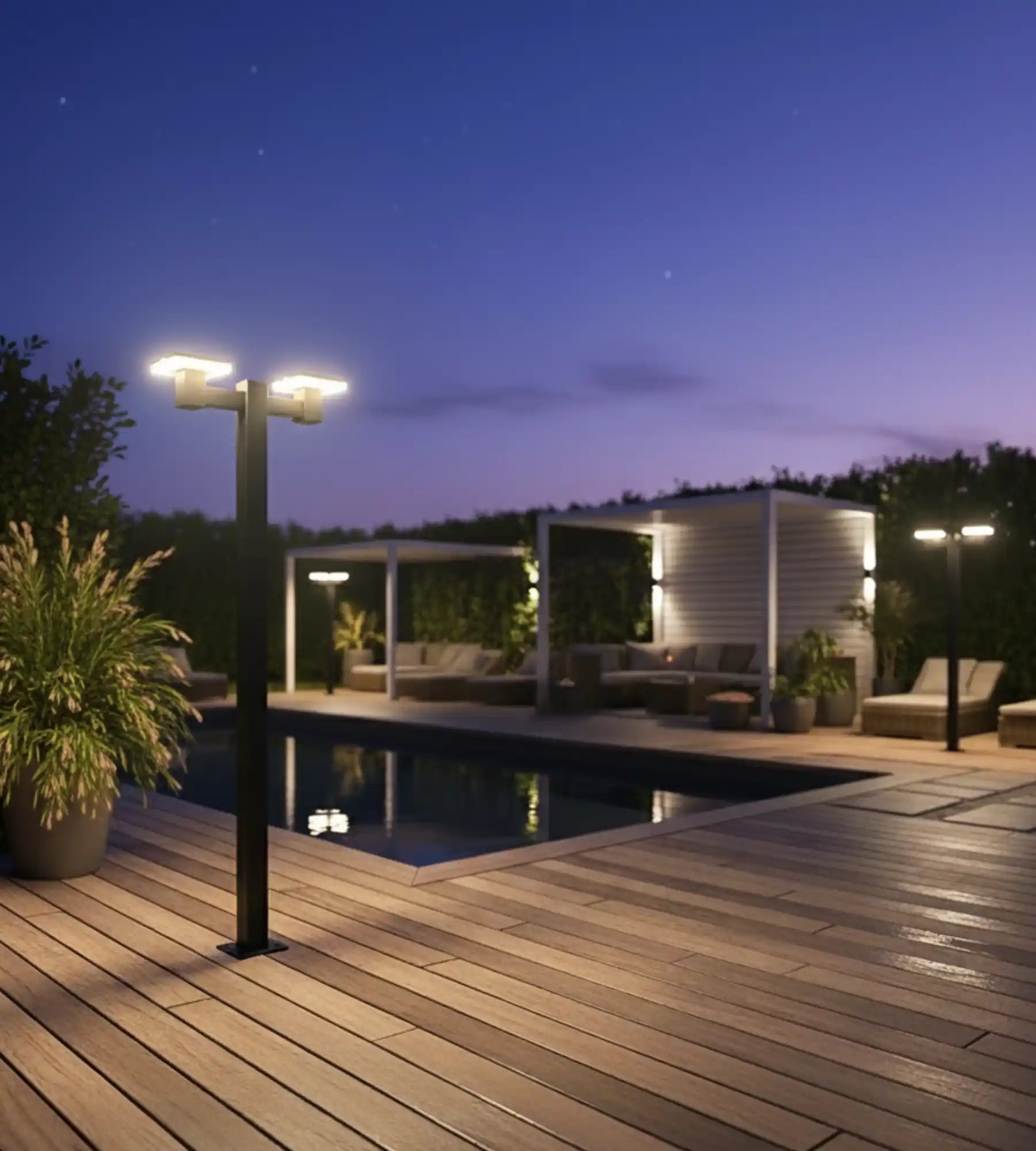 Solar-LED-Stehlampe SUN-2000, Schwarz, 120/200 cm, mit Fernbedienung — 3