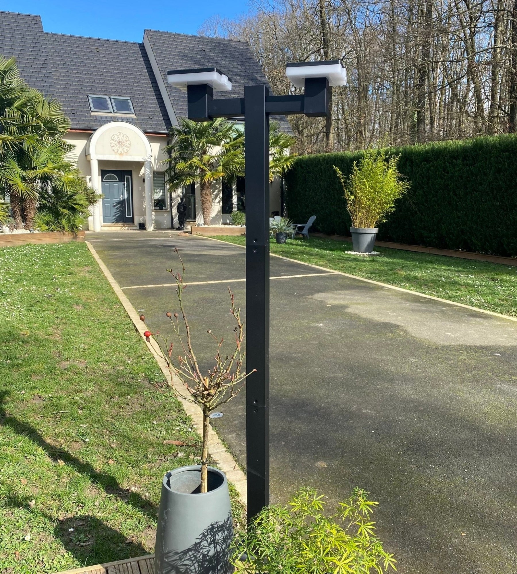 Lampadaire LED solaire SUN–2000, Noir, 120/200 cm,Télécommandable — 8