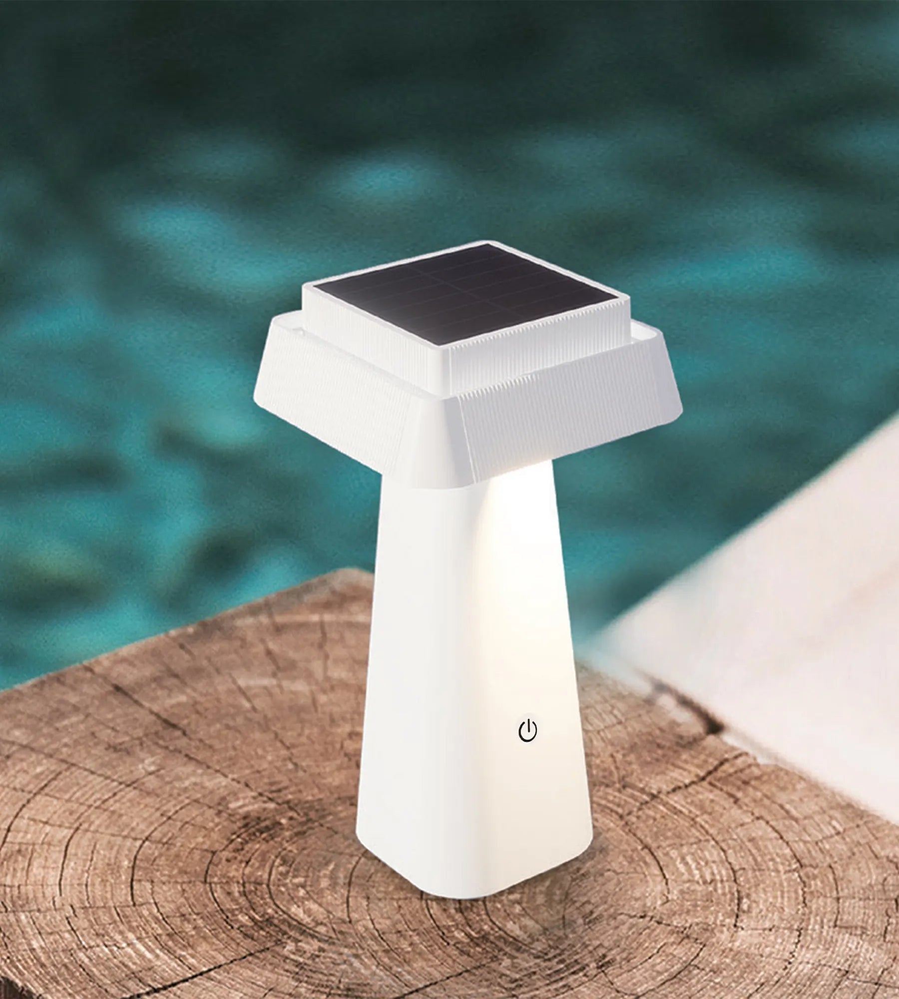 Solar-LED-Tischleuchte RITA, Weiß – 3 Leuchtmodi 70 bis 370 Lumen – Touch – USB-Anschluss — 5