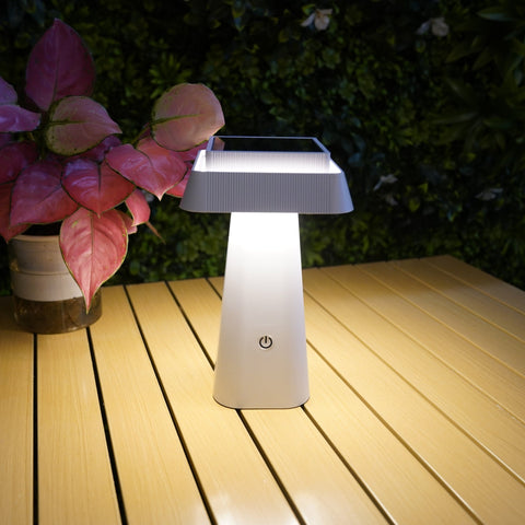 Lampada da tavolo LED solare bianca RITA - 3 modalità di illuminazione da 70 a 370 lumen - Touch - Presa USB - Lumihome