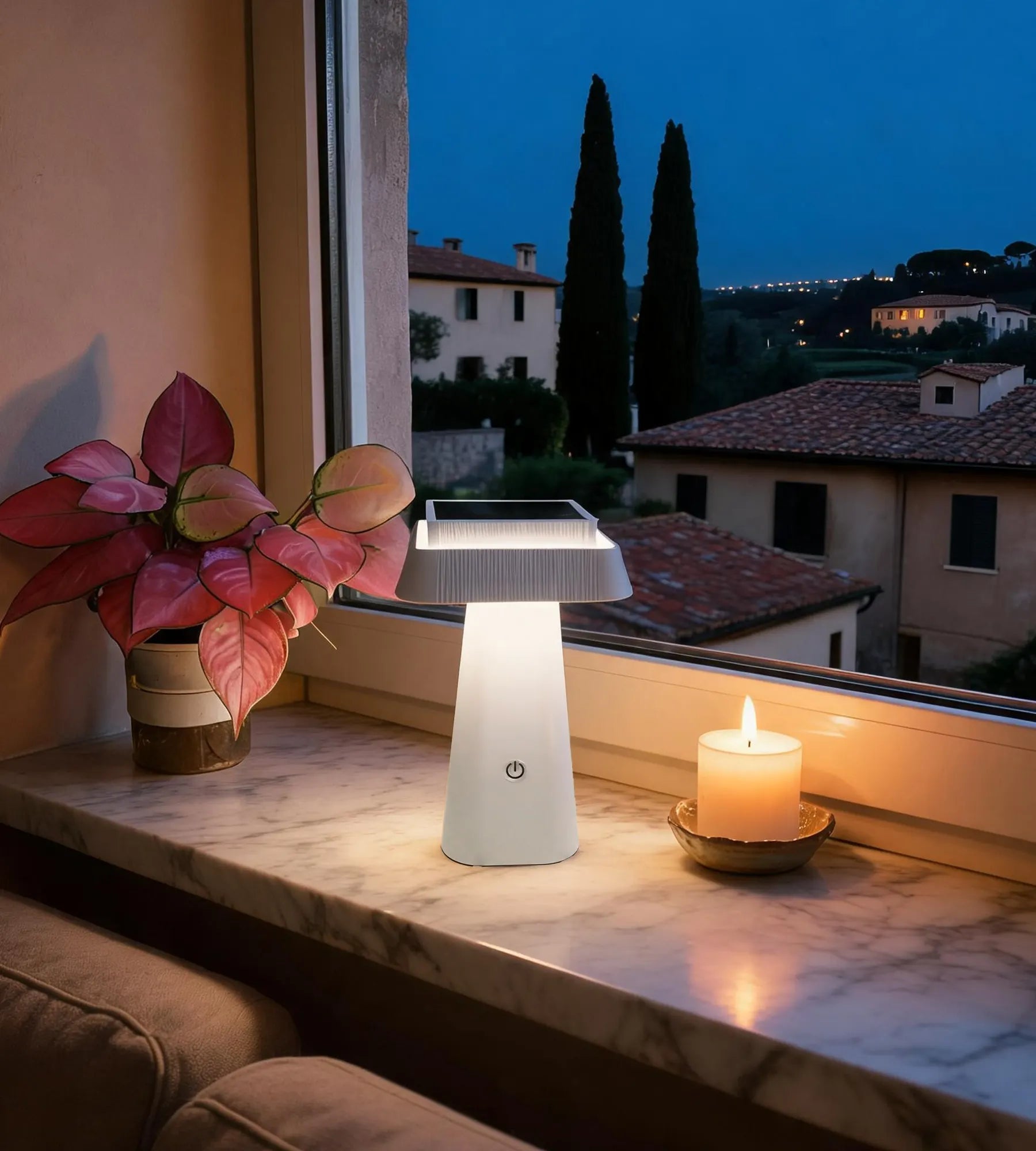 RITA Solar LED Table Lamp, White - 3 lighting modes 70 to 370 lumens - Tactile - USB socket — 6