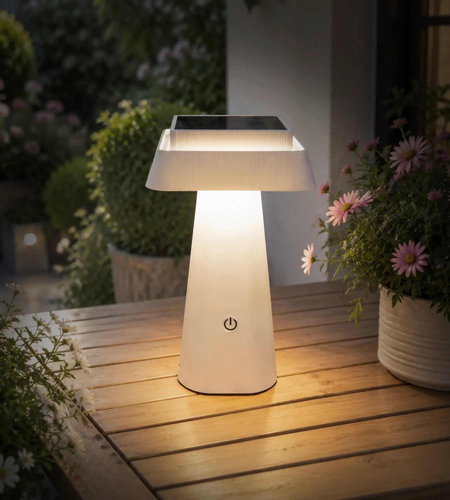 RITA Solar LED Table Lamp, White - 3 lighting modes 70 to 370 lumens - Tactile - USB socket — 2