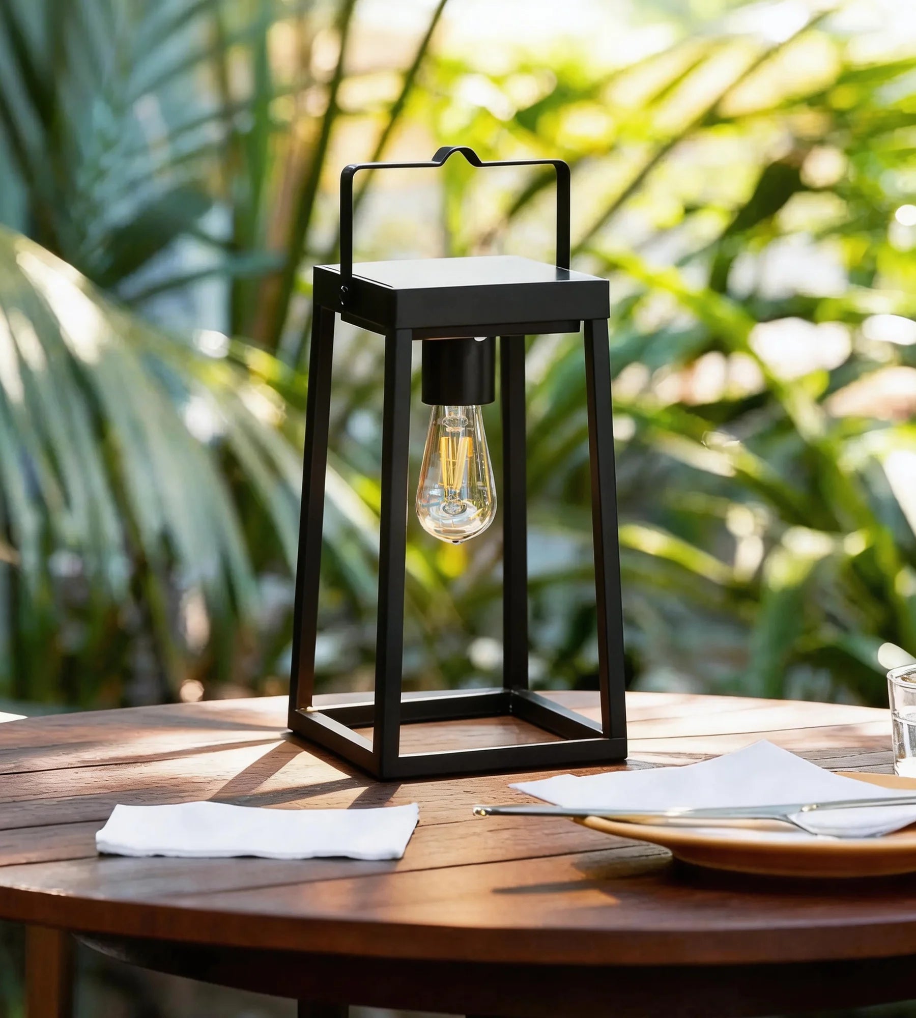 Solar-LED-Laterne FAIRY, Schwarz – E27-Leuchtmittel inklusive