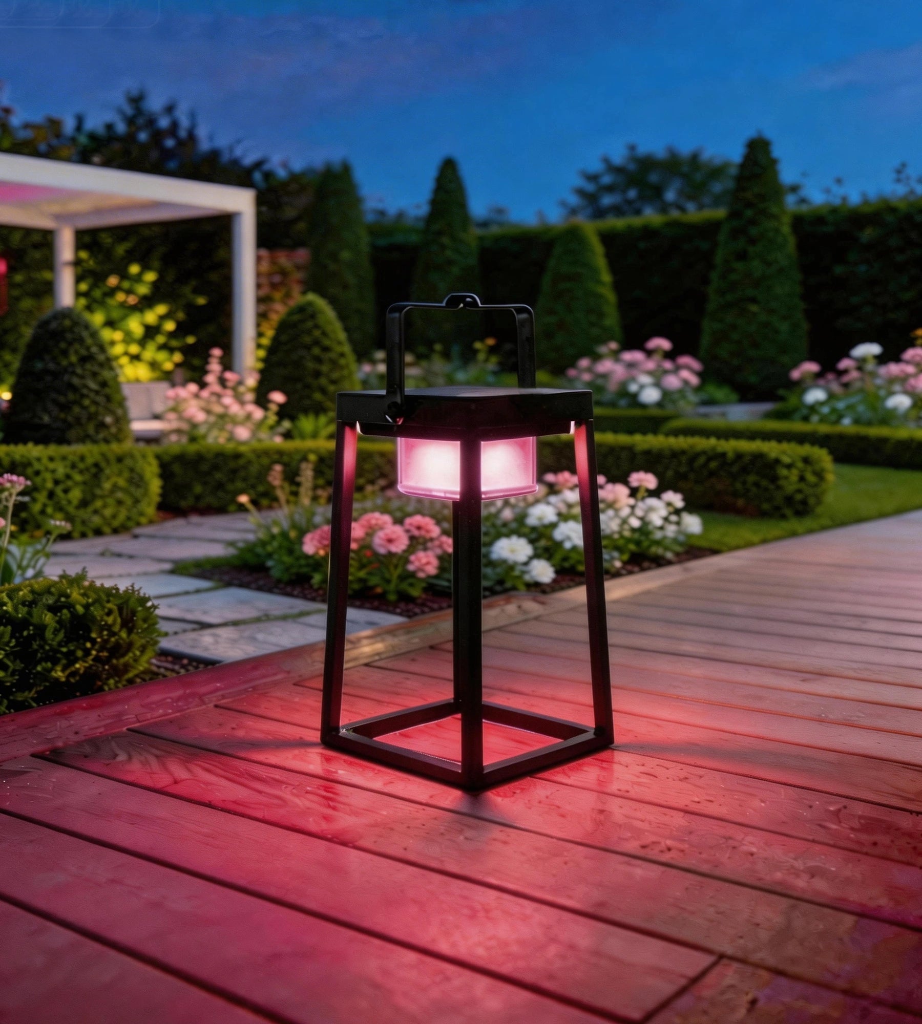 Lanterna solare LED EVADE, Nero - RGB+CCT - Controllabile con smartphone - Per interni ed esterni — 3