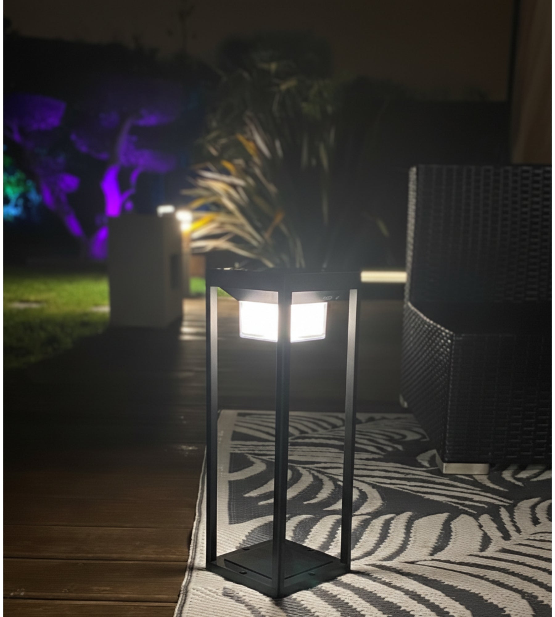PICASSO solar LED lantern, Black, with detector - 3 lighting modes from 75 to 600 lumens — 5