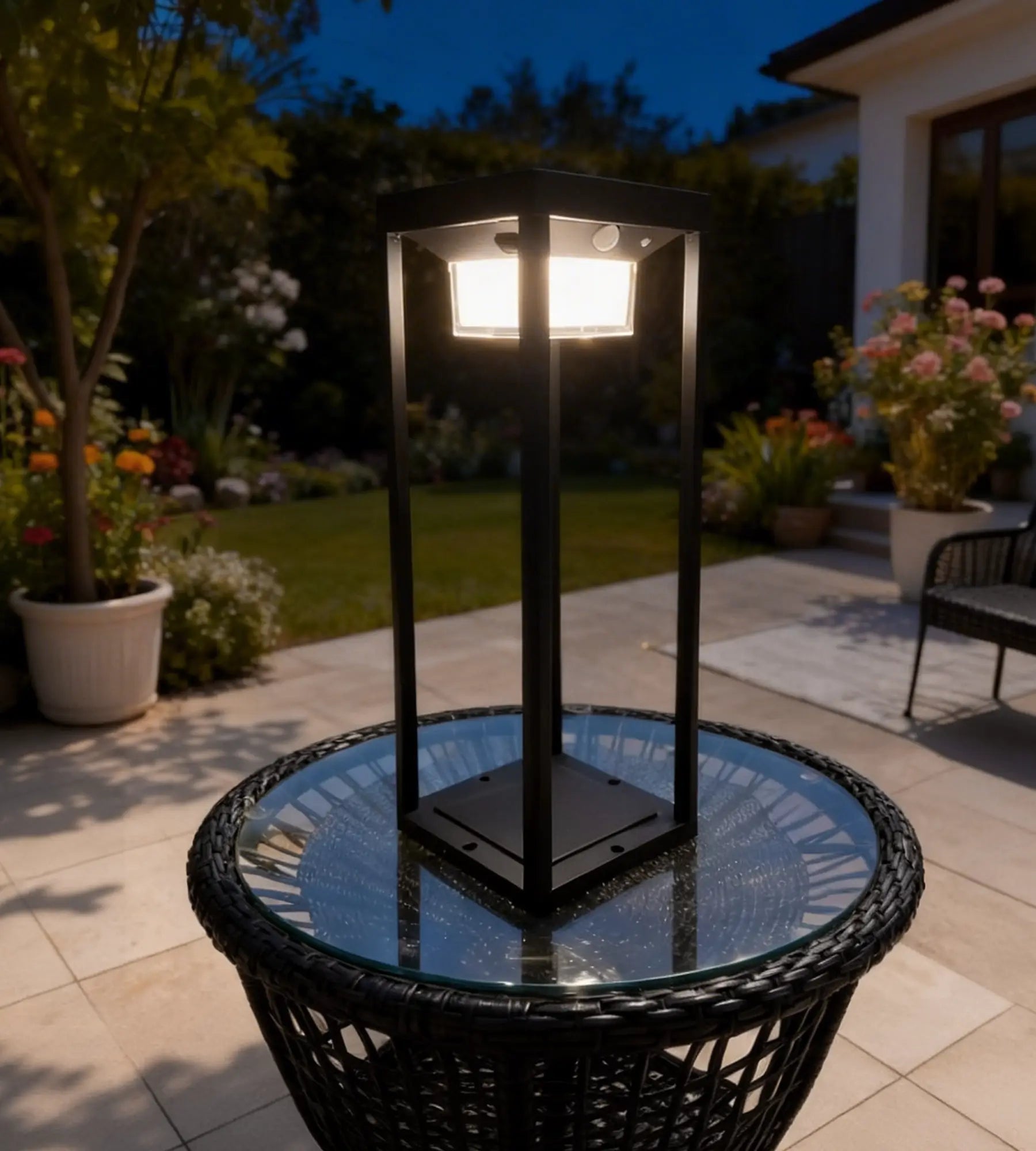 Solar-LED-Laterne PICASSO mit Bewegungsmelder, Schwarz – 3 Leuchtmodi 75 bis 600 Lumen — 4