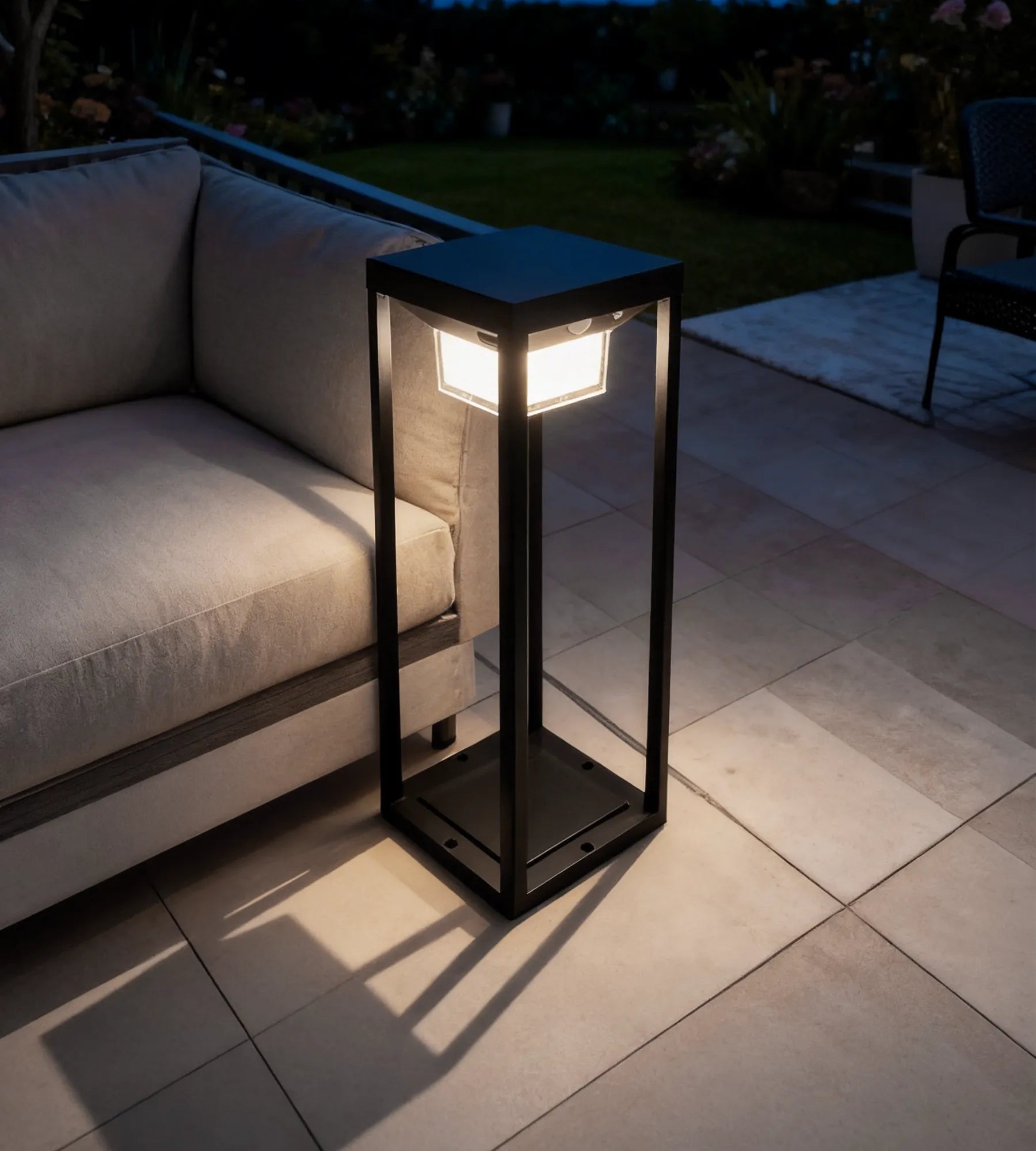 PICASSO solar LED lantern, Black, with detector - 3 lighting modes from 75 to 600 lumens — 2