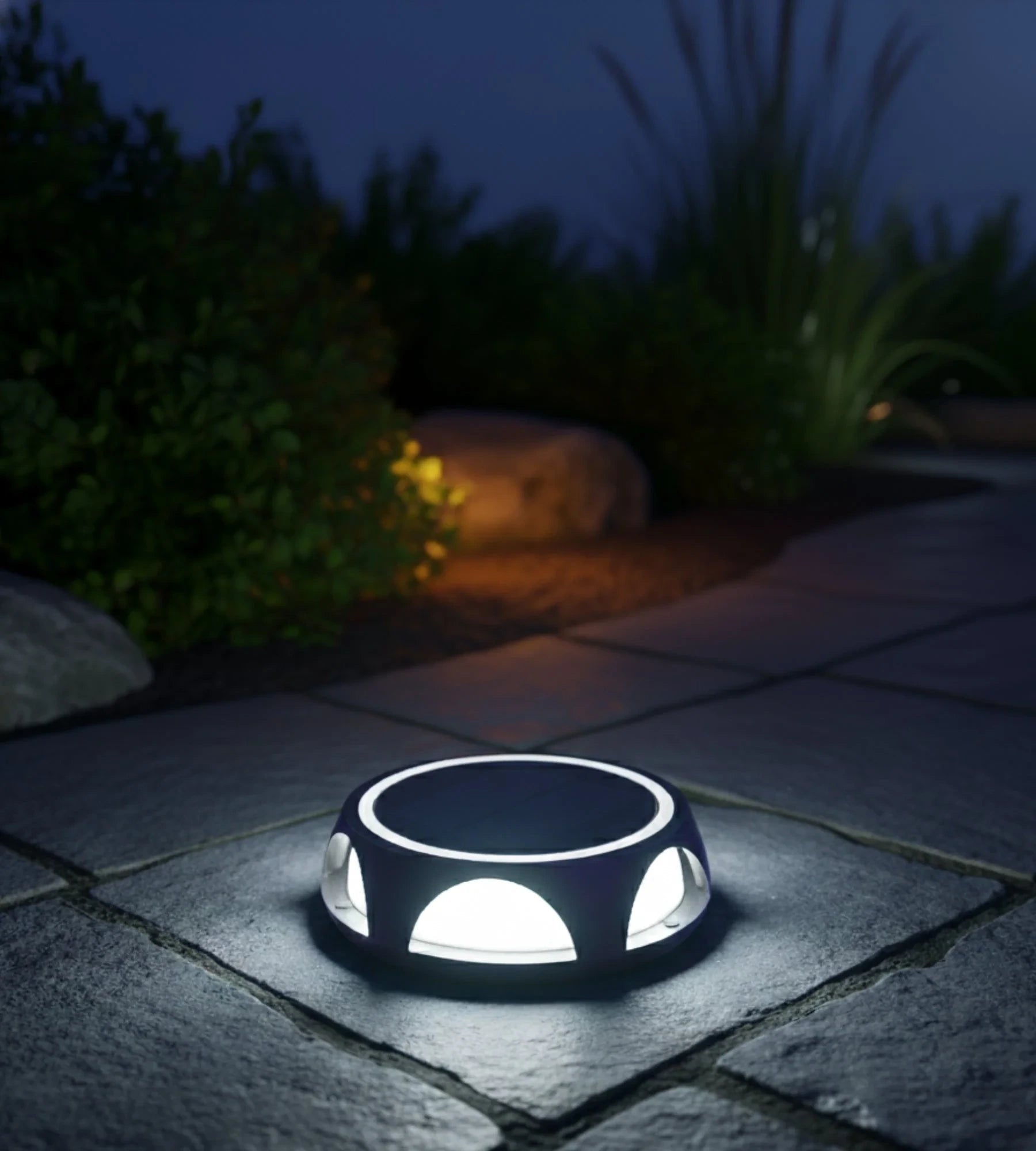 Adoquín LED solar redondo - 3 modos de 50 a 200 lúmenes - Suelo o pared — 2