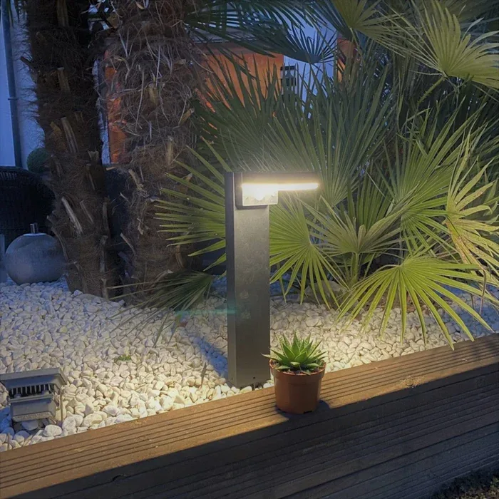 Paletto solare da esterno a LED DAYTONA, Nero, 50 cm, con rilevatore - 3 modalità di illuminazione da 100 a 1000 lumen — 3