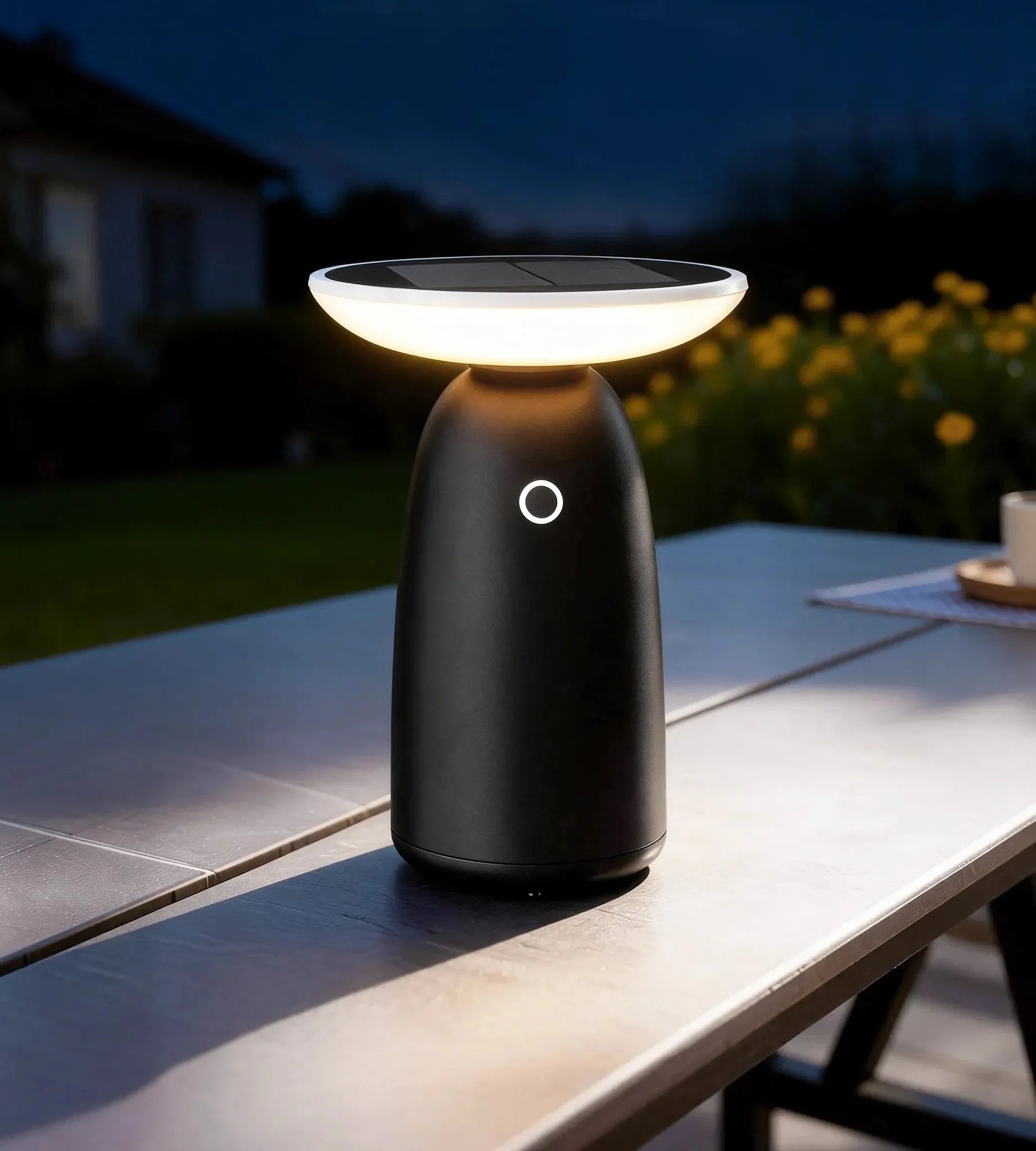 Candeeiro de mesa LED solar preto HALO - 2 modos de iluminação 100 a 1000 lúmens - 4000K - ficha USB - C - Lumihome